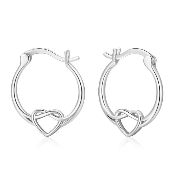 Infinite U Girl's/Women's CZ Cross 12mm Hoop Earrings in 925 Sterling Silver Infinite U Girl's/Women's CZ Cross 12mm Hoop Earrings in 925 Sterling Silver